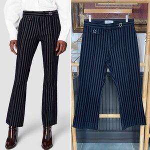 Derek Lam 10 Crosby Velvet Stripe Wide Leg Ankle Tailored Navy Pants Sz 6 💛🎀